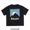T-shirts pour hommes T-shirts Rhude Hip-Hop Sunset Thème Imprimer High Street et Femme Lâche Manches courtes Tidy Orange Bleu