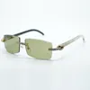 Солнцезащитные очки XL с бриллиантами cool buffs woow eyewear 3524031 с натуральными бело-черными гибридными ножками из рога буйвола и линзой с вырезом 57 мм