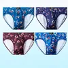 Underpants Sexy Pouch Panties Mens Ice Silk Swimsuit Fashion Print Briefs Cool Low-Rise Underwear Bikini Male Erotic Lingerie Plus Size