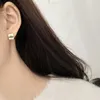 Boucles d'oreilles créoles Huggie 925 Sterling Silver Square Wide Version Korean Jewelry Fashion