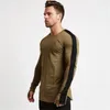 Men's T Shirts Solid Casual Long Sleeves T-shirt Men Gym Fitness Cotton Shirt Bodybuilding Skinny Tee Tops Male Running Training Clothing