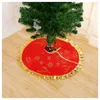 Decorazioni natalizie 2 pezzi Tappeto decorativo anno 90 cm Gonna albero rosso Ornamento per feste per albero di Natale non tessuto domestico