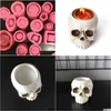 2016 Candle Holders Small Skl Head Ashtray Candlestick Holder Tray Molds Sile Craft Clay Mod For Concrete Resin Pot Making 210722 Drop De Dhki5