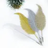 Fleurs décoratives 3 pièces paillettes plume plante artificielle fausses feuilles branche arbre de noël décoration décor à la maison noël Navidad année