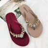 Terlik Tutturum atı Kadın Terlik Yaz Flip Flops Kadın Kristal Bling Plaj Ayakkabıları Açık Düz Sıradan Sandalet Zapatos De Mujer HH729 Z0317