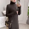 Casual Dresses Knitted Dress Straight Turtleneck Autumn/Winter Clothes Women Korea Fashion Robe Femme Loose Long Sweater Ladies