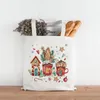 Storage Bags Merry Christmas Vibes Canvas Bag City Scene Jingle All The Way Shooping Women Fashion