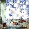 Wallpapers Custom Chinese 3D witte bal blauw en porseleinen muurschilderingen el restaurant coffeeshop woonkamer tv muur slaapkamer behang