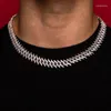 Choker Najwyższa jakość Micro Pave 5A Cubic Zirkonia lodowana Bling Hip Hop CZ Spiked Cuban Link Chain Men Naszyjnik