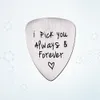 Titanium Steel Carved Guitar Pick I Pick You Always & Forever Letter Engraved Ukulele Pick Musical Instrument Accessory