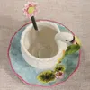 Чашки блюдцы милый креативный кофейный кубок керамический ретро свадебный послеобеденный чай подсолнечник роскошные тазас кафе домашнее напиток kc50bd