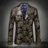 Men's Suits & Blazers Golden Blazer Men Paisley Floral Pattern Wedding Suit Jacket Slim Fit Stylish Costumes Stage Wear Mens Designs