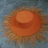 Chapeaux à large bord Style rétro Socialite Flat Top Chapeau de paille Panama Gland Plume Grand avant-toit Pare-soleil À la mode Western Beach Eger22