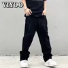 Мужские джинсы y2k emo модная черная вышивка уличной одежды с низкой мешковатой прямой брюки хип -хоп брюки мужские брюки мужчина 230317