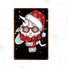 Christmas Snowman Metal Sign Vintage Dog Tin Plate Home Wall Stickers Pet Metal Poster With Christmas Hat For Home Decoration 30X20cm W03