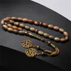 Strand Natural Tasbih Prayer Beads Style Picture Jasper Misbaha Golden Metal Tassel Muslim Rosary Gift Islamic Mesbaha Subha Tesbih