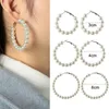 أقراط طوق Huggie Women Elegant White Pearls Round Girl Birthday Party Big Pearl Circle Wedding Massionhoop