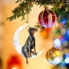 Kerstdecoraties houten ornamenten boom huisdierhond zitten op de maan ornament decoratieve hangers hangende klassende decoratiechristmas
