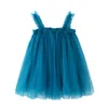 Fille robes bébé jupe sans manches peau amicale maille conception filles Tutu robe infantile Tulle robes d'été pour la fête d'anniversaire