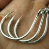 Fishing Hooks 6Pcs/lot #6/0 Style 9985 Silver Big Eye Saltwater Jigging Sea Fishing Hooks Fishhook Crank hook Barbed jig fishhook fishing P230317