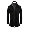 Herrjackor 2023 Autumn Winter Men's faux päls elegant social lång kappa lyxknapp avslappnad iller imitation mink hårjacka kläder