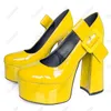 Olmm New Fashion Women Platforme Pumps Patent Chunky Obcass Hound Stopa Wspaniałe czerwone białe różowe buty nocne nocne Kobiety rozmiar 5-15