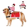 Vestuário para cães Pet Dog-jockey Traje de corrida de cavalos Roupas engraçadas Suprimentos Po Props para decoração de festa de Halloween