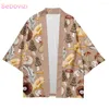 Camisas de praia com estampa de cogumelo Moda Kimono japonês Plus Size 5XL 6XL Robe Cardigan Camisas masculinas Yukata Haori Roupas femininas