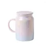 Tasses 420 ml Tasse Creative Personnalité Tendance Tasse Belle En Céramique Eau Fille Amoureux Ciel Étoilé Bureau Avec Couvercle Café Lait