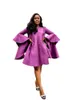 Ethnic Clothing Purple Polyester African Dresses For Women Summer O-neck Flare Sleeve Knee-length Dress Clothes