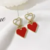 Hoop Earrings Cute Cartoon Pendant Green Leaf Heart Beaded Jewelry