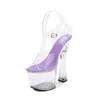 Slippers 18cm Crystal Super High Heels Thick Heel Transparent Buckle Flower Sandals Nightclub Sexy Stage Shoes Summe PTQS