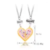 Chains Lovecryst 2Pcs/set Cute Heart Broken Alloy Doughnut Pink Magnetic Friend Necklace For Kids Girls Fashion Friendship Gifts