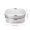 Dinnerware Sets Quality Stainless Steel Square Lunch Box Bento Picnic Container Travel 1/2 Layer