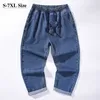 Мужские джинсы 2022 Весенние мужские мешковатые джинсы Свободный гарем -брюки эластичная талия Большой размер 5xl 6xl 7xl Fashion Streetwear Классическая Bla Bla Blue Z0315