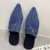 2022 Blue Denim Slippers pointu pointu Toe Times d'extérieur Mules Slip on Flats Simple Women Chaussures Zapatillas Mujer Ytmtloy Indoor 1 230318