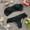 Push de roupas de banho feminina Push up Banduau feminino adorável biquíni com babados 2023 garotas vermelhas maiô de traje de verão sexy mano de banho BIQUINI MICRO