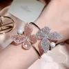 Bangle RAKOL Zircon Papillon Manchette Bracelets Pour Femme De Luxe Cristal Cubique Zircone Rose Or Couleur Bracelets De Mode De Bal Bijoux De Fête