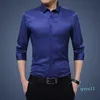 Men's Dress Shirts Men Long Sleeve Slim Fit No-Iron Autumn Luxury Business Formal Brand