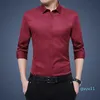 Men's Dress Shirts Men Long Sleeve Slim Fit No-Iron Autumn Luxury Business Formal Brand