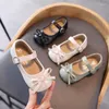 Flat Shoes Children Girls Leather Soft Spring/Autumn Kids Baby Princess With Bow Fashion Non-slip Casual Sneakers