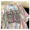 T-shirt da donna Water Ripple T-shirt da donna a maniche corte Oversize 2023 Summer Loose O-Collo Gothic High Street Tie-dye Super Fire