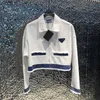 Women's Tracksuits Designer Summer New Signature Enamel Metal Triangle Blue White Contrast Ribbed Cool Casual Set Z22H