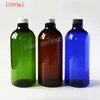 Bouteilles de stockage 10 pièces/lot 1000ml bricolage bouteille en plastique PET ambre 1L grande capacité avec bouchon à vis 1000cc liquide bleu