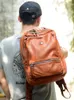 Sac à dos hommes en détresse Cognac en cuir véritable femmes ordinateur portable sacs d'affaires filles voyage école alpinisme mâle sac à dos MujerBackpack