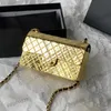 Klassieke mini flap metalen goud/zilveren ijdelheid zakken kleine cosmetische kast met ketting ketting crossbody schouderhandtassen outodoor sacoche 7x12x4cm voor Franse dames