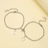 Charm Bracelets 2pcs/set Personality Moon BFF LOVE Matching Magnetic Stainless Steel Couple Bracelet Set Women Pearl Jewelry