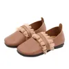 Zapatos planos de cuero para niñas 2023 primavera otoño coreano dulce encaje princesa antideslizante suela blanda moda única E498