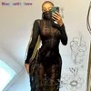 Lässige Kleider Sexy Durchsichtiges, figurbetontes Frauenkleid Langes Setter bedrucktes Frühlingskleid Nachtclub-Party Gestricktes Fa-Kleid Vestidos 0318H23