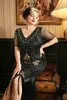 Plus Size 1920s Art Deco Fringed Sequin Dress Flapper Gatsby Tassel Short Sleeve Costume Dress for Women 6 colors S M L XL XXL 3XL 4XL MKL322